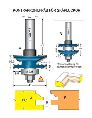 Cobolt Kontraprofilfräs R=4.8 D=41 Not=6 S=12