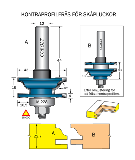 Cobolt Kontraprofilfräs R=5 D=43 Not=4 S=12