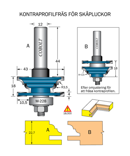 Cobolt Kontraprofilfräs R=3.5 D=43 Not=4 S=12