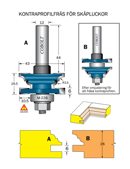 Cobolt Kontraprofilfräs R=3.5 D=43 Not=6 S=12