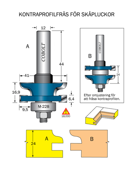 Cobolt Kontraprofilfräs R=4.8 D=41 Not=6.4 S=12