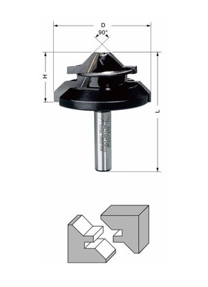 Delver Hörnförbindningsfräs 45° 44,5x18,7x55 S=8mm