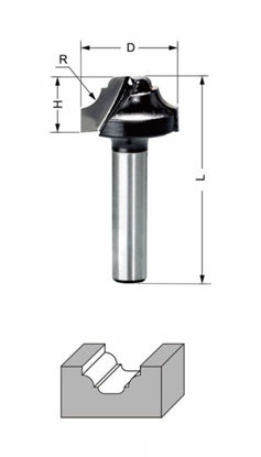 Delver Dekorfräs 22x11xR4.5x45 S=8mm