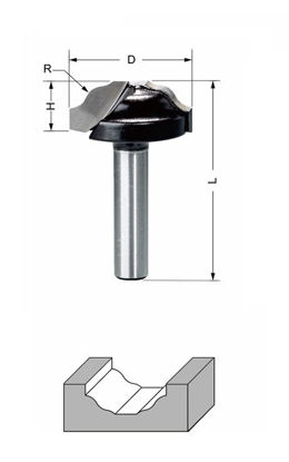 Delver Dekorfräs 28x12xR5.5x46 S=8mm