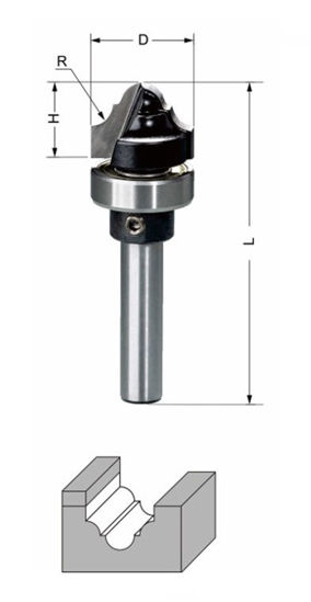 Delver Dekorfräs 19x14,3xR4x60 S=8mm