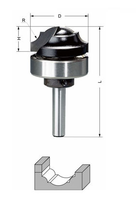 Delver Dekorfräs 35x16xR12.7/R6.35x67,5 S=8mm