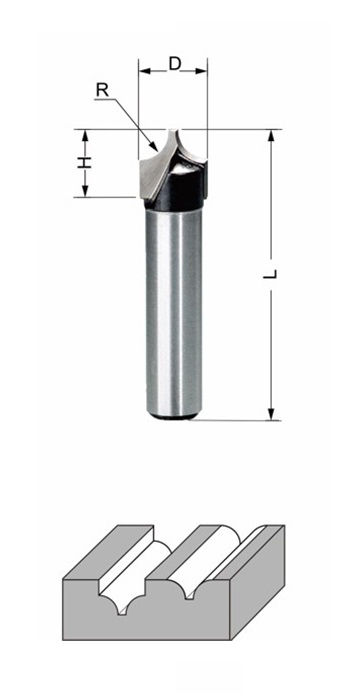 Delver Mallfräs 9,5x9,5xR4x45 S=8mm - med
