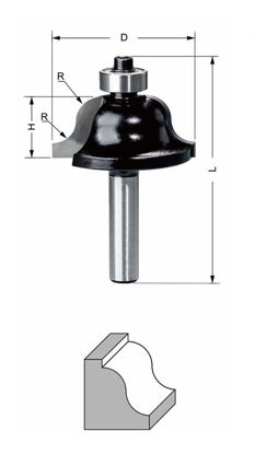 Delver Profilfräs 28,6x12,7xR4x56 S=8mm