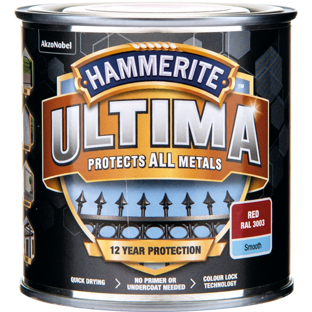 Hammerite Slätlack Ultima Röd 250ML - med