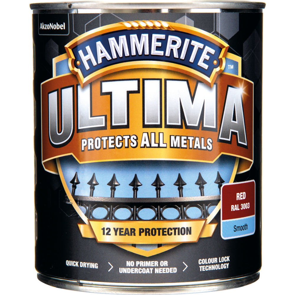 Hammerite Slätlack Ultima Röd 750ML - med