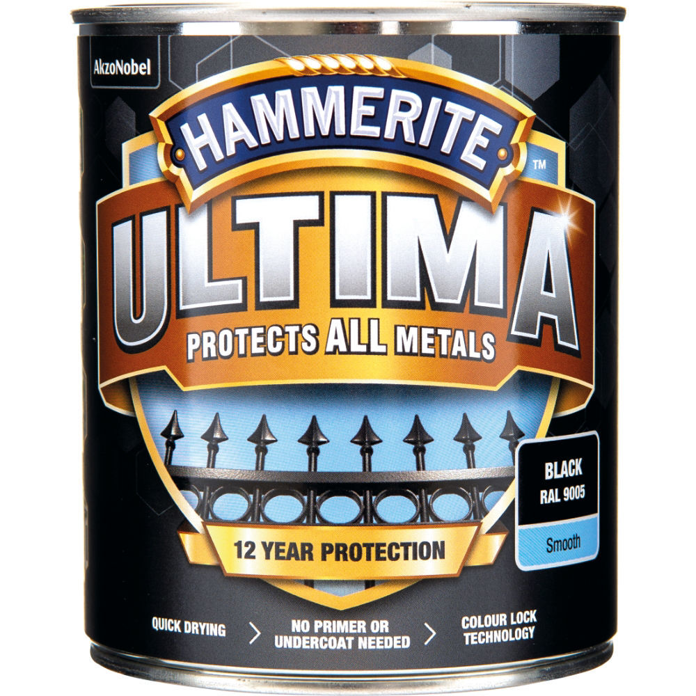 Hammerite Slätlack Ultima Svart 750ML - med