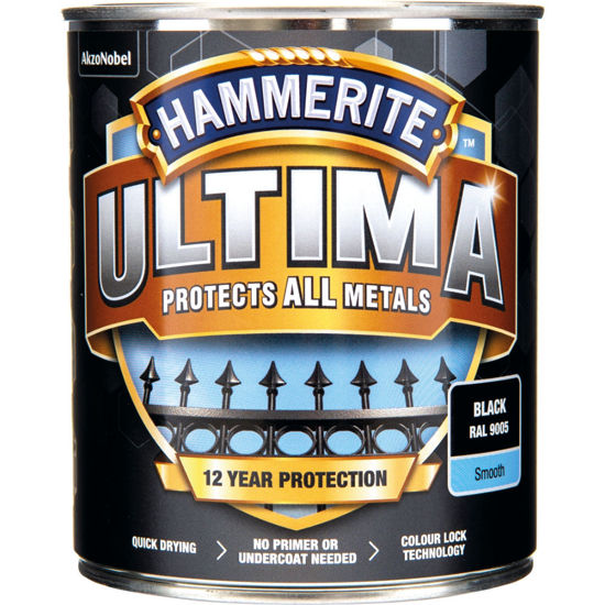 Bild på Hammerite Slätlack Ultima Svart 750ML
