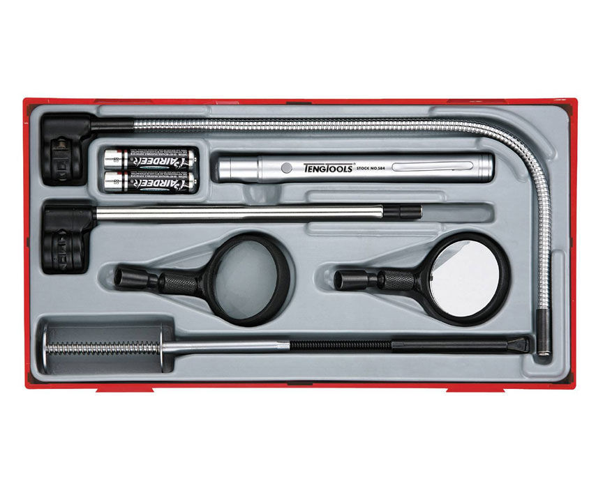 Teng Tools TTTM08 8-delars inspektionssats inneh. gripverktyg med lampa - plast