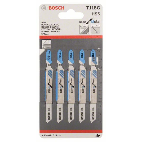 Bosch T118G Sticksågsblad för Metall (5-P) - plåt