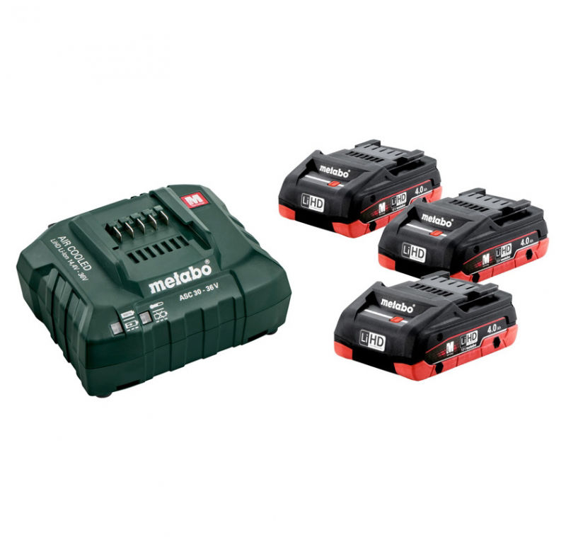 Metabo BAS-SET (3x18V 4,0ah LIHD batterier + laddare)