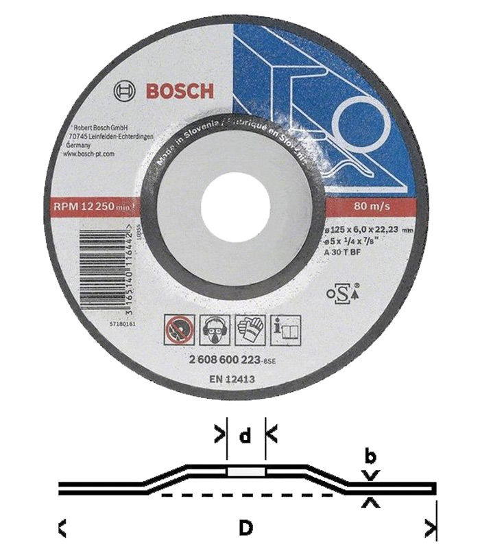 Bosch Slipskiva 125x6mm för Metall