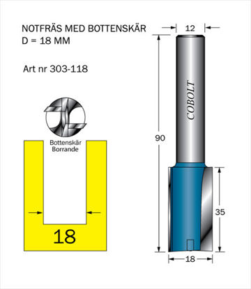 Cobolt Notfräs D=18, L=35, TL=90