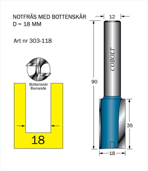 Cobolt Notfräs D=18, L=35, TL=90