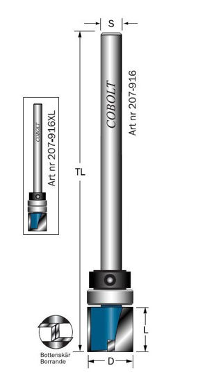 Cobolt Låskistfräs D=16, L=15, TL=110