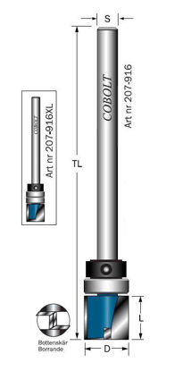 Cobolt Låskistfräs D=16, Dubbla lager