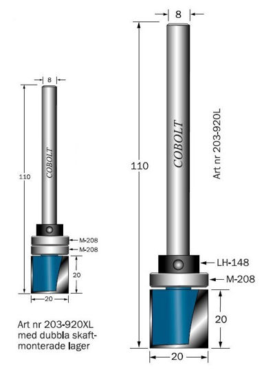 Cobolt Låskistfräs med kullager D=20