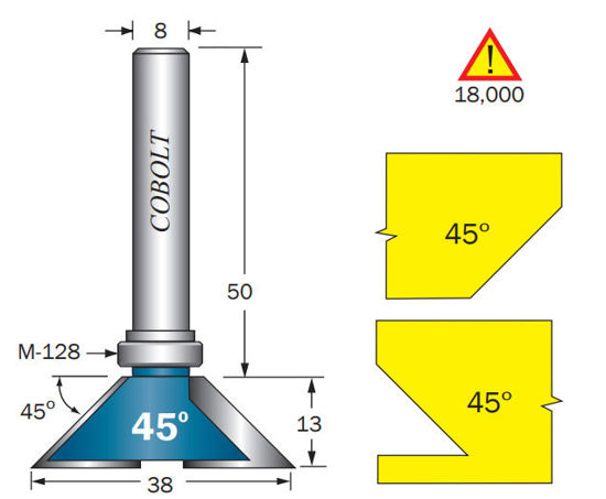 Cobolt Fasfräs 45 gr F=18 L=13 D=38 - TOOLAB.SE