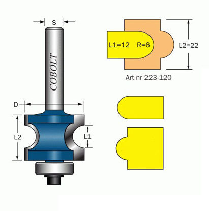 Cobolt Halvstavfräs R=6 L1=12 L2=22 | toolab.se