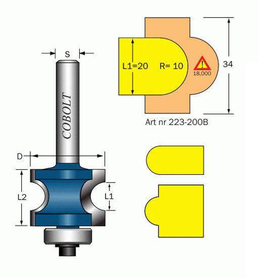 Cobolt Halvstavfräs R=10 L1=20 L=34 | toolab.se