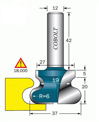 Cobolt Fingergreppsfräs D=37, R1=6mm | toolab.se