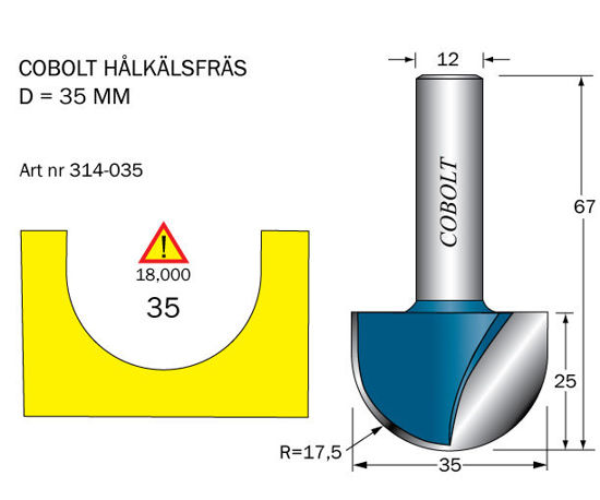 Cobolt Hålkälsfräs D=35, L=25 | toolab.se