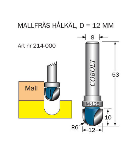 Cobolt Mallfräs hålkäl D=12 L=10 | toolab.se