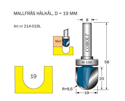 Cobolt Mallfräs hålkäl D=19 L=20 | toolab.se