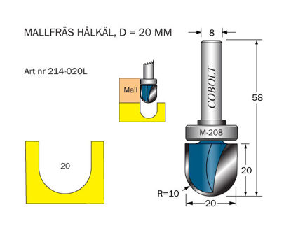 Cobolt Mallfräs hålkäl D=20 L=20 | toolab.se