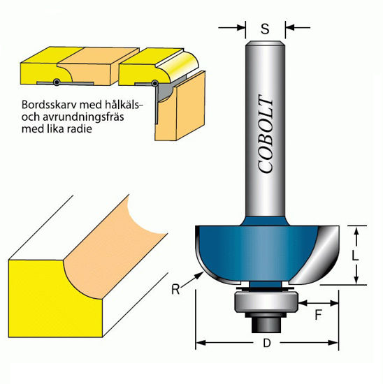 Cobolt Hålkälsfräs R=32 L=8 SL=37 | toolab.se