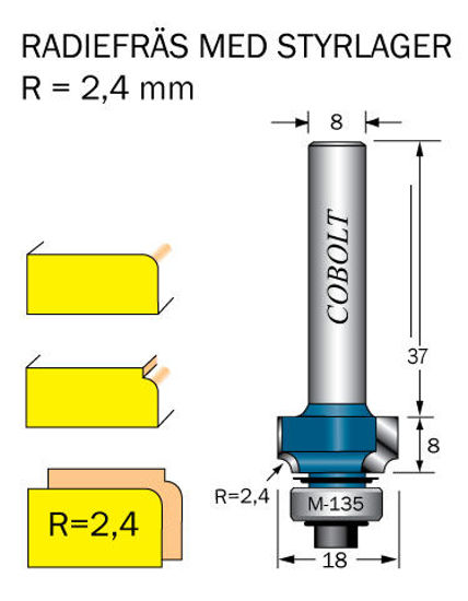 Cobolt Avrundningsfräs R=2.4  D=18 L=8 | toolab.se