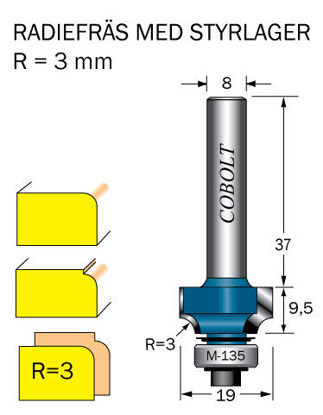 Cobolt Avrundningsfräs R=3 D=19 L=95 | toolab.se