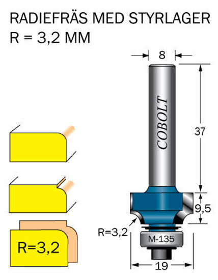 Cobolt Avrundningsfräs R=3.2  D=19 L=95 | toolab.se