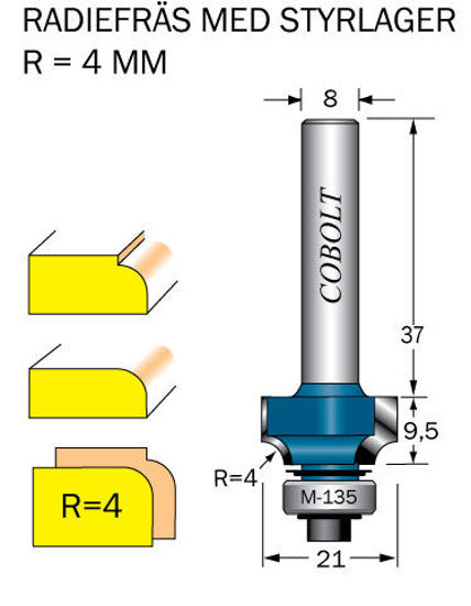 Cobolt Avrundningsfräs R=4 D=21 L=95 | toolab.se