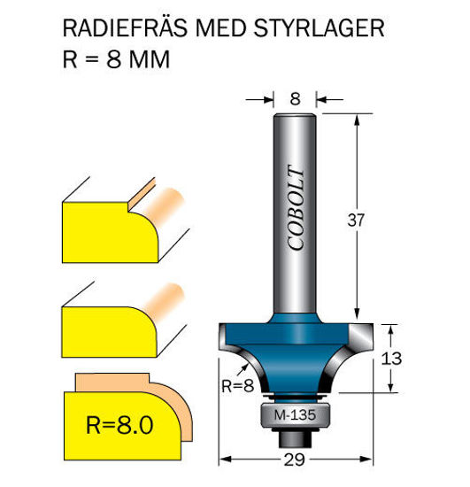 Cobolt Avrundningsfräs R=8 D=29 L=13 | toolab.se