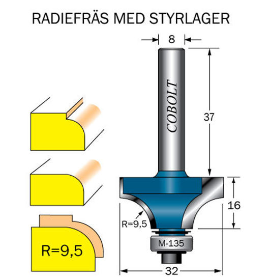 Cobolt Avrundningsfräs R=95  D=32 L=16 | toolab.se