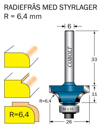 Cobolt Avrundningsfräs R=6.4, D=25,8 | toolab.se