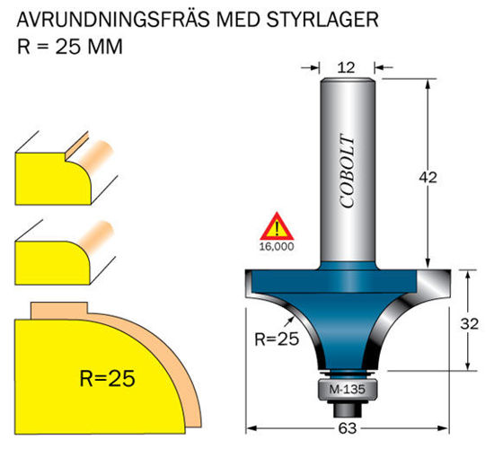 Cobolt Avrundningsfräs R=22. L=28 D=57 | toolab.se