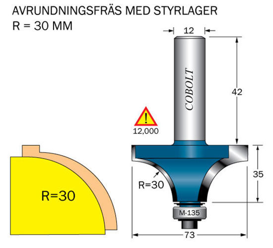 Cobolt Avrundningsfräs R=30 L=35 D=73 | toolab.se