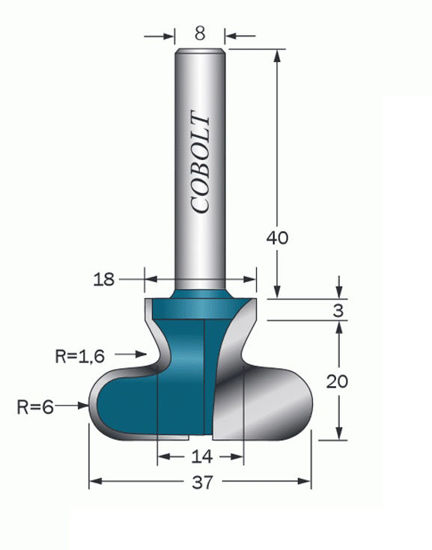 Cobolt Fingergreppsfräs D=37, R=6 | toolab.se