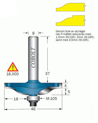 Cobolt Profilfräs Dubbelradie D=46 | toolab.se