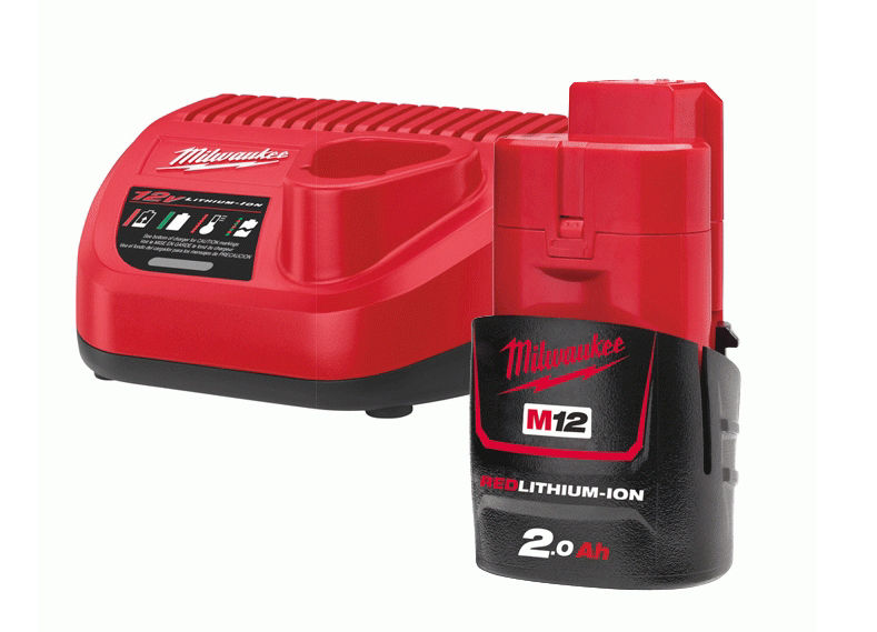 Milwaukee M12 NRG-201 Batteri-/Laddpaket 12V (2,0ah) - laddare