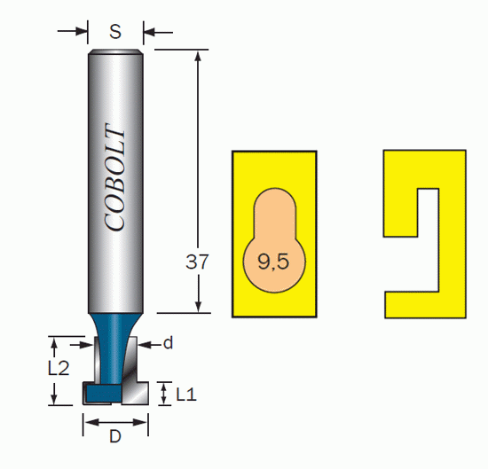 Cobolt T-Spårfräs/Nyckehålsfräs D=12,7 d=6,4 L=5 S=8