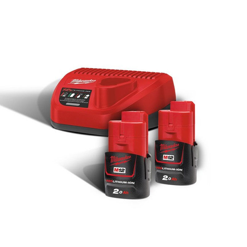 Milwaukee M12NRG-202 Batteripaket 12V (Laddare + 2x2,0ah) - batteriladdare