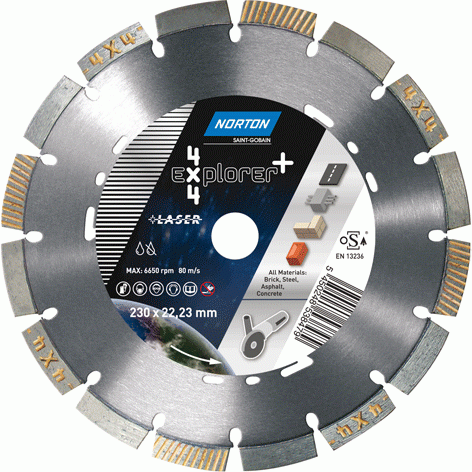 Norton Diamantkapklinga 4X4 EXPLORER PLUS 125x10x2,2x22,23mm - betong