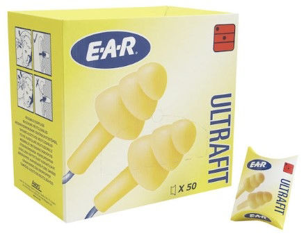 EAR Hörselpropp EAR Ultrafit med snöre Gul 50par/frp - hörselproppar
